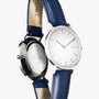 White Solar Watch | Blue Vegan Leather