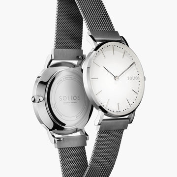 White Solar Watch | Grey Mesh