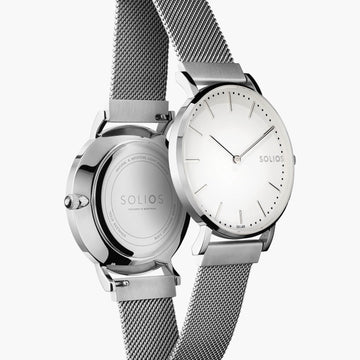 White Solar Watch | Silver Mesh