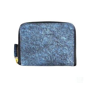 Coconut Leather Zip Wallet - Dark Indigo