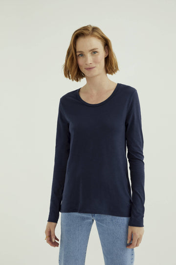 Long Sleeves T-shirt Miriam Round Neck, Dark Blue
