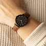 Black Mini Solar Watch | Brown Vegan Leather