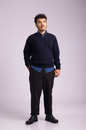 Classic Lambswool Pullover Navy Blue