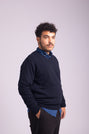 Classic Lambswool Pullover Navy Blue