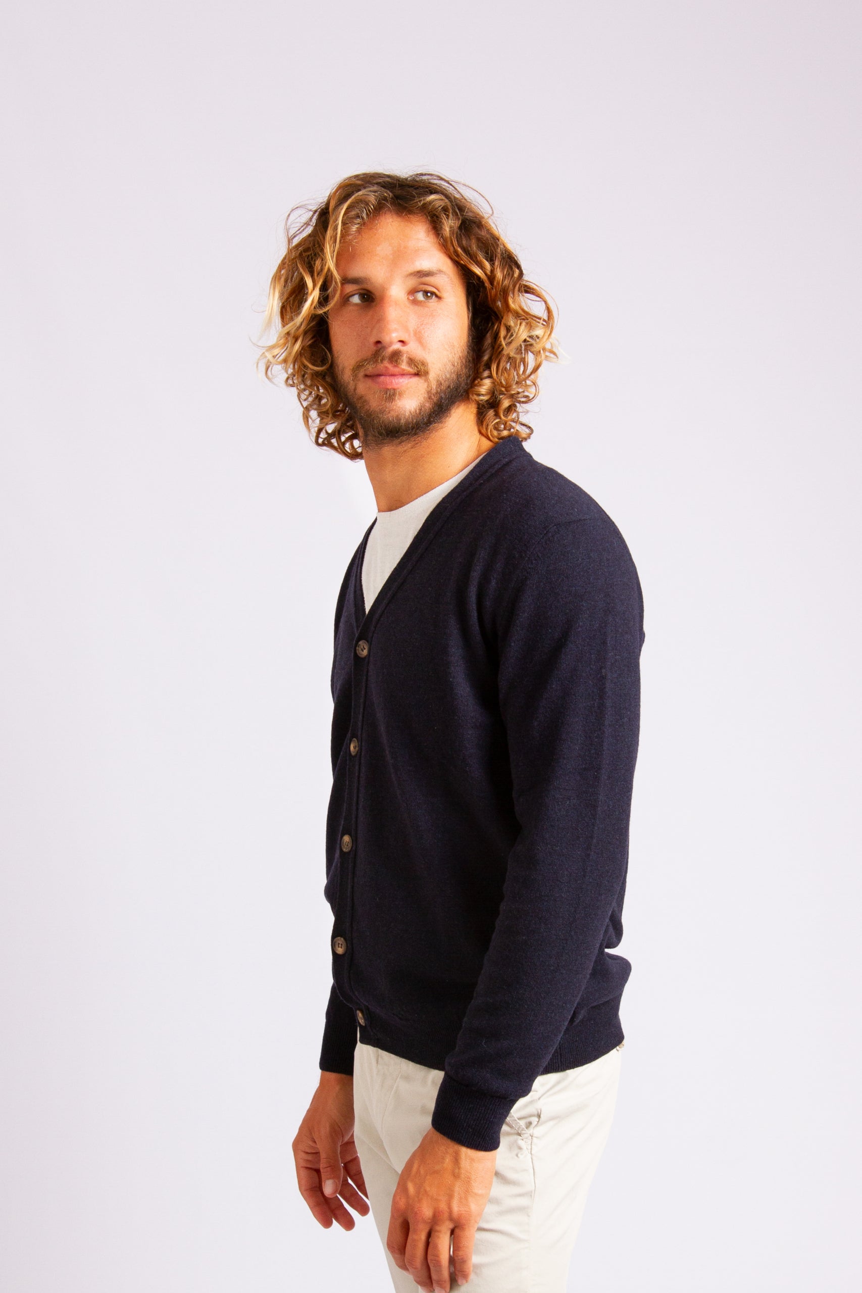 Navy, Lambswool Classic Crew