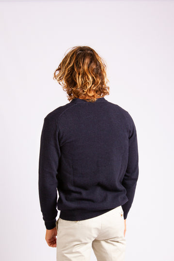Classic Lambswool V-Neck Cardigan Navy Blue