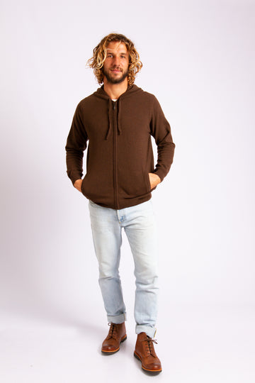 Zip Up Cardigan Brown