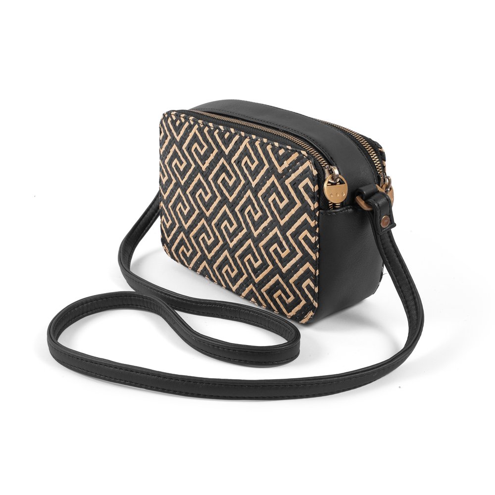 Black Rattan Midi Sac