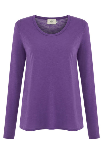 Long Sleeves T-shirt Miriam Round Neck, Deep Lavender