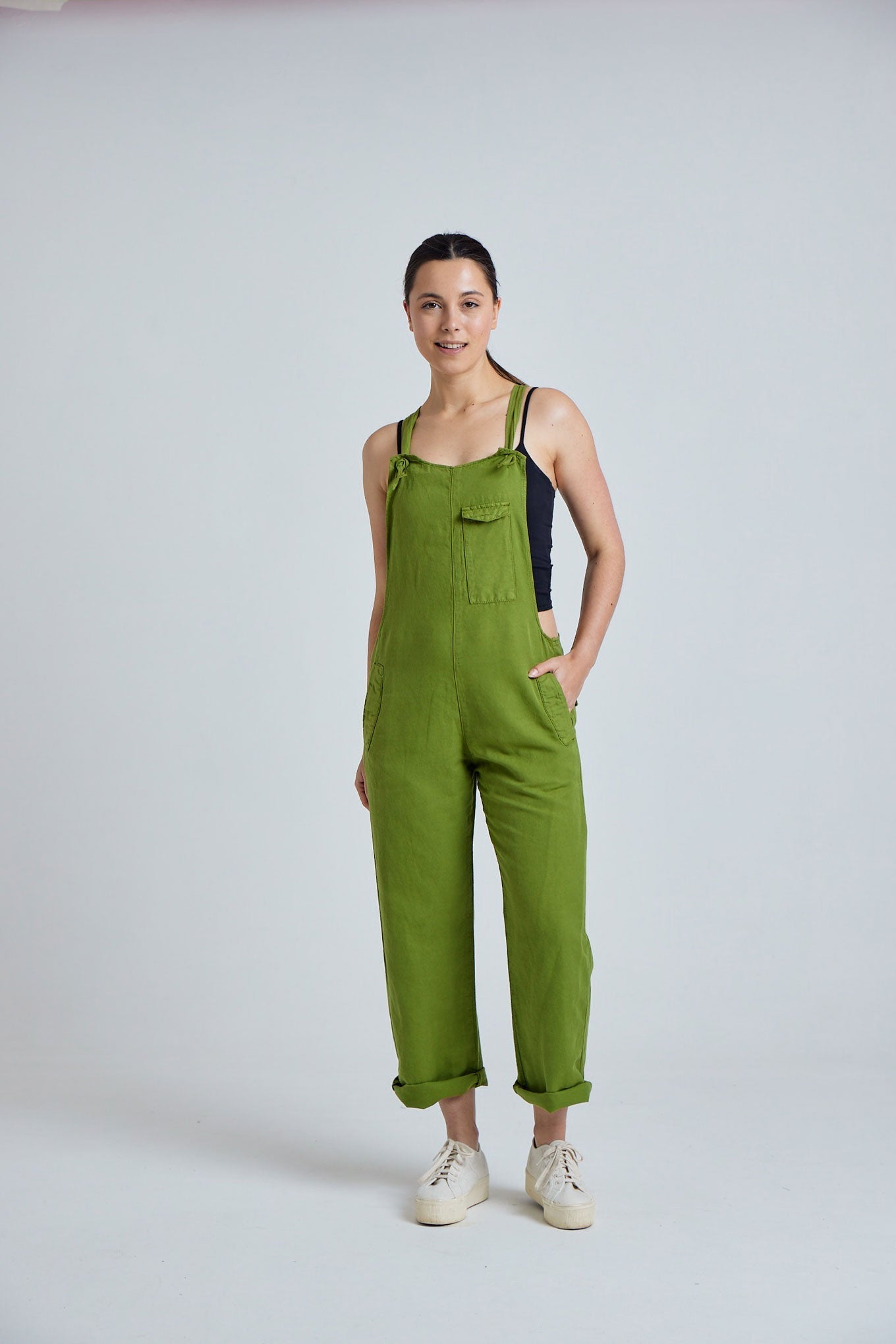 MARY-LOU Green - GOTS Organic Cotton Dungaress by Flax