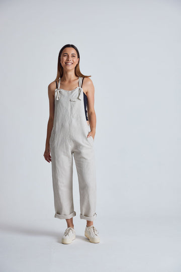 MARY-LOU Natural - GOTS Organic Cotton Dungarees by Flax & Loom