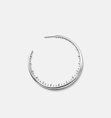 Large Bali hoop earrings | Sterling Silver - White Rhodium