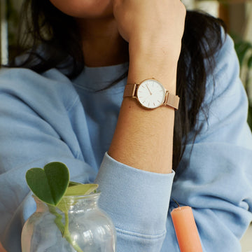 White Mini Solar Watch | Green Vegan Leather