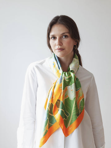 Sevilla Orange - Square Silk Scarf 100 cm