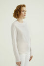 Long Sleeves T-shirt Mira Round Neck, White Sand