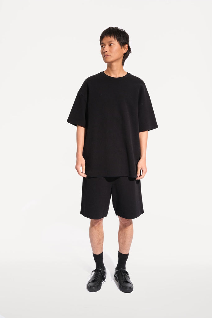 oftt - 01 - oversized waffle t - black - organic cotton - image 1