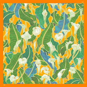 Sevilla Orange - Square Silk Scarf 100 cm