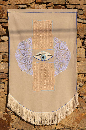PYTHIA Hand embroidered cotton wall hanging