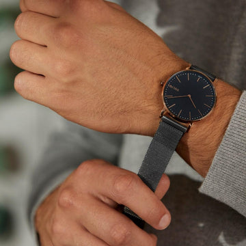Black Solar Watch | Cream Vegan Leather