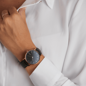 Black Solar Watch | Brown Vegan Leather