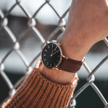 Black Solar Watch | Cream Vegan Leather