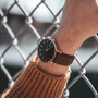 Black Solar Watch | Cream Vegan Leather