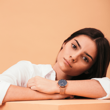 Black Solar Watch | Rose Gold Mesh