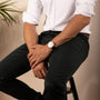 White Solar Watch | Brown Vegan Leather