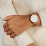 White Solar Watch | Rose Gold Mesh