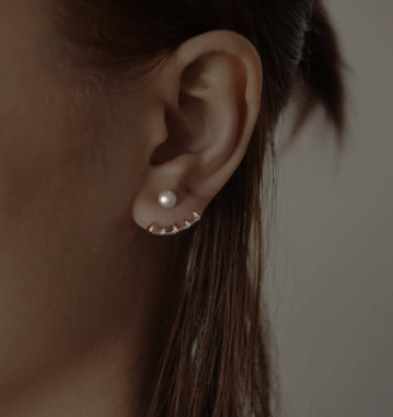 Rote Pearl earrings ear jacket | Sterling Silver - White Rhodium