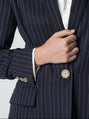 Navy pinstriped tuxedo jacket