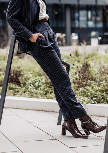 Navy pinstriped pants