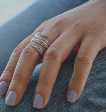 Sumatra two rows double coil ring | Sterling Silver - White Rhodium