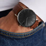 Black Solar Watch | Brown Vegan Leather