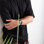 Black Solar Watch | Green Vegan Leather