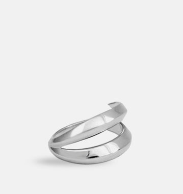 Sumatra two rows double coil ring | Sterling Silver - White Rhodium