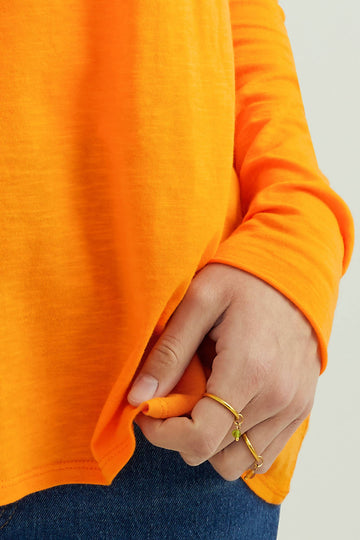Long Sleeves T-shirt Esterella V-Neck, Flame Orange
