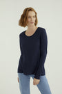 Long Sleeves T-shirt Miriam Round Neck, Dark Blue